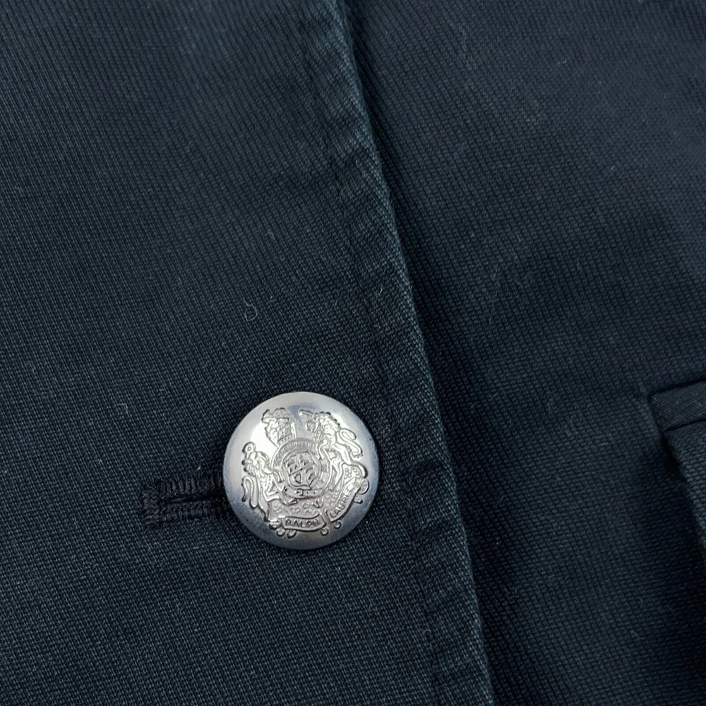 Lauren Ralph Lauren Blazer Women 6 Black Sports Coat Jacket Silver Metal Buttons